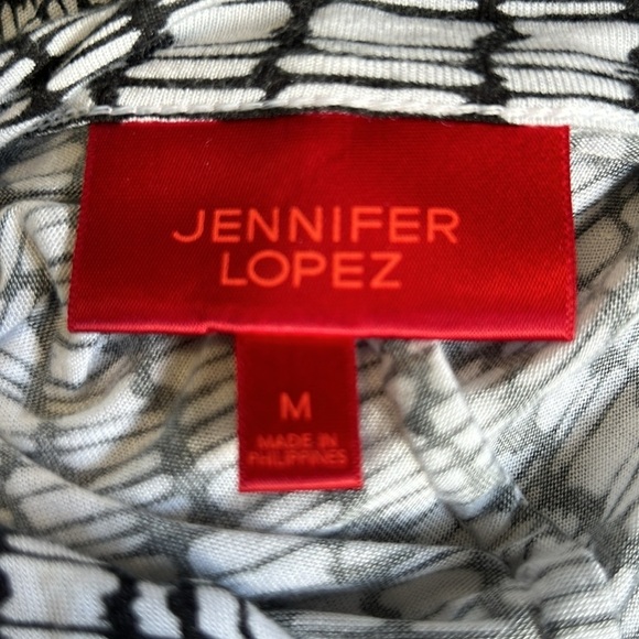 Jennifer Lopez Black & White Short Sleeve Too Size Medium - Picture 3 of 5